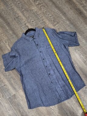 Claiborne Linen Short Sleeve Button-Down Shirt - Blue